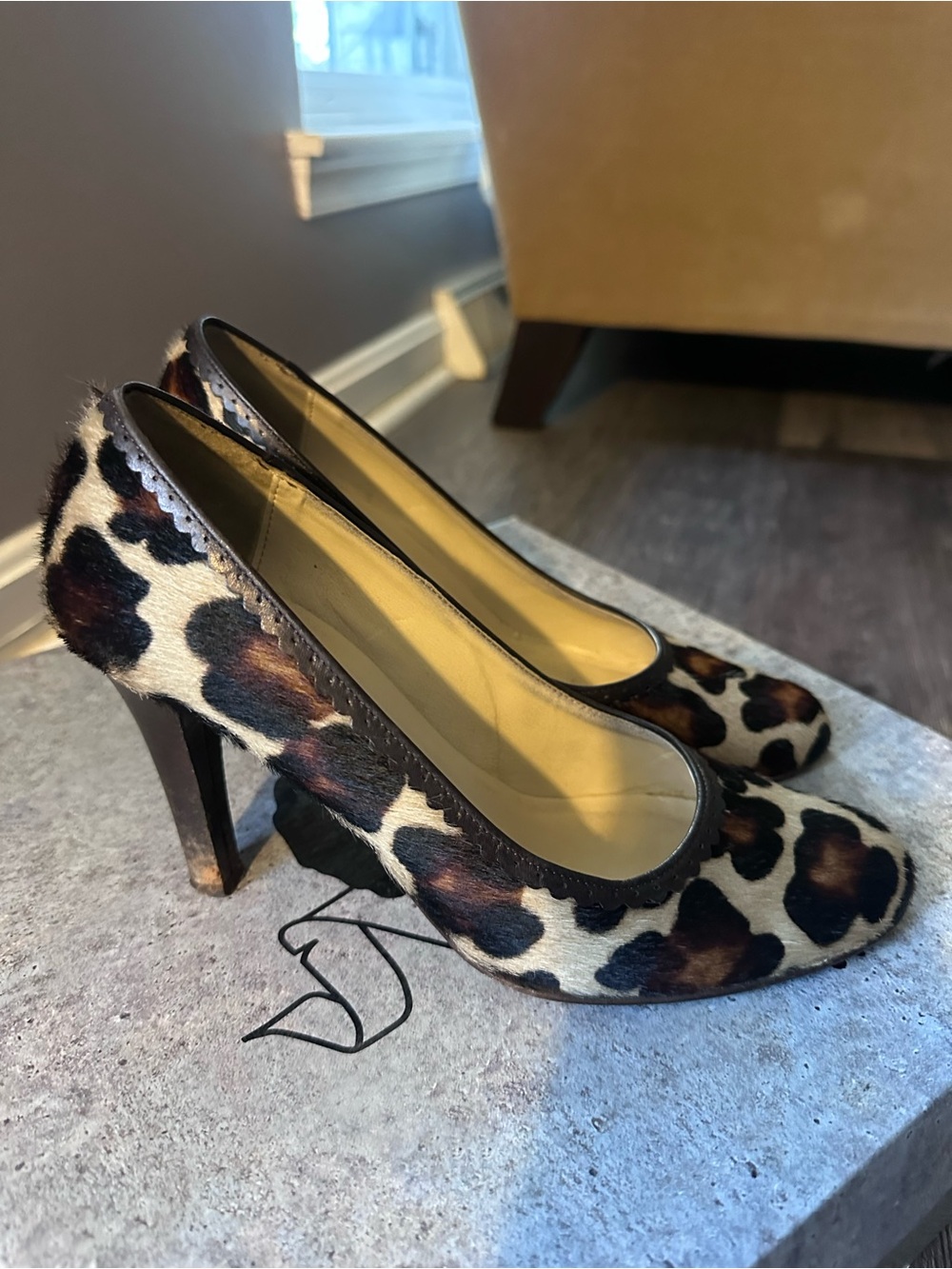 Italian Made Leopard Print High Heel Pumps - Women's Brown/Black